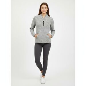 Eddie Bauer Womens Half Zip Fleece Size M Grey Marl Insulating Outdoor Cozy‎